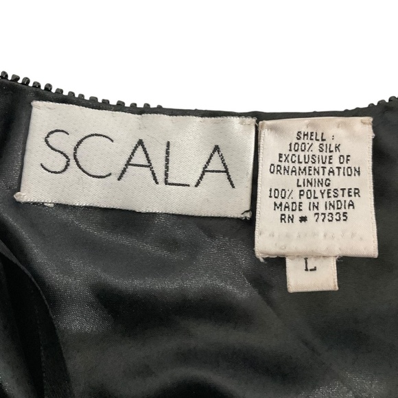 Vintage Scala Black Beaded Sequins Sleeveless Silk Top Size Large - Picture 10 of 13
